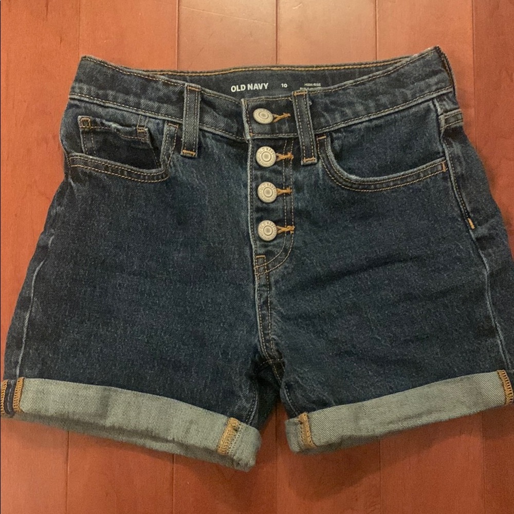 Old Navy Blue Jean Shorts High-Waisted Cuffed